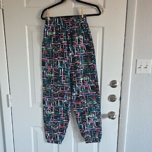 Vintage 80s Made In USA Colorful Geometric Print Jogger Pants